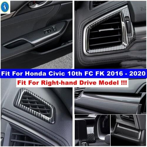 Car Accessories Center Control Strips / Air AC / Lift Button Cover Trim For Honda Civic 10th FC FK 2016 - 2020 Carbon Fiber Look