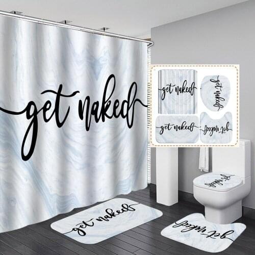 White Get Naked Shower Curtain With Non Slip Rug Mat Bathroom Curtains Waterproof Polyester Bathroom Curtain with Hooks Hot Sale