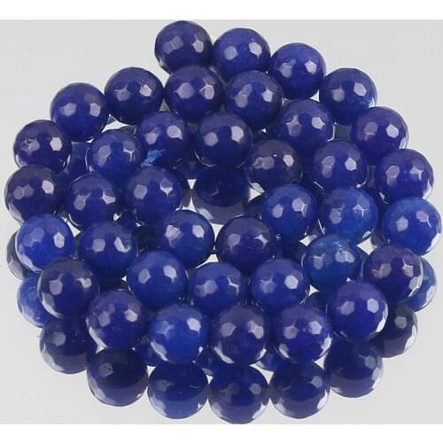 Natural Stone Faceted Blue Jades Chalcedony Beads Loose Spacer Beads For Jewelry Making DIY Bracelet Necklace 6/8/10mm