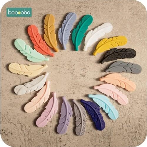 Bopoobo Baby Toys 0-12 Months Silicone Feather Baby Teether Silicon Beads Baby Teething Silicone Rodent Tiny Rod For Children