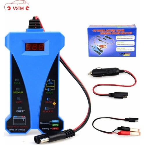 VSTM 12V Digital Car Vehicle Smart Battery Tester Voltmeter Alternator Analyzer With LED Display Auto Electrical Repair Tools