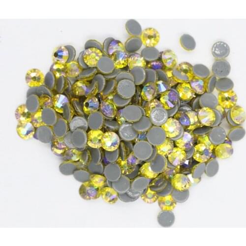 Citrine AB стразы SS6~SS30 Hotfix Rhinestones Iron On Flatback Glass Nail Art Rhinestone Crystal AB DIY Decorations