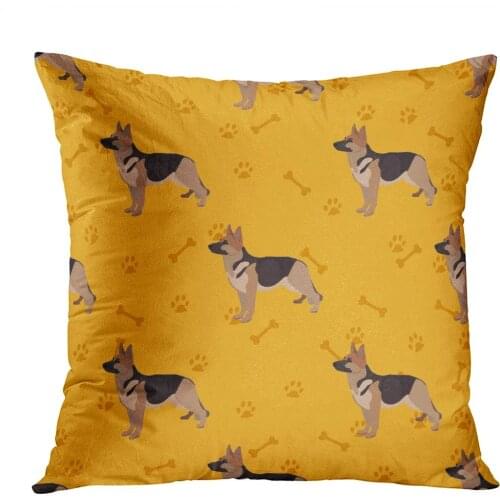 Dog German Shepherd Colorful Bones and Foots New Living Hidden Zipper Home Sofa Decorative Throw Pillow Cover Cushion 20x20 Inch