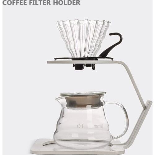 Metal Base Hand Coffee Filter Holder White Coffee Cup Holder Hand Coffee Filter Dripper Pot Rack Holder Stand Coffee Accessory