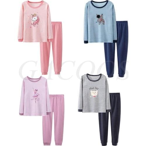 Unicorn Childrens Pajamas Baby Girl Clothes Toddler Boys Sleepwear Autumn Long Sleeved Pyjamas Sets For Kids 4 6 8 10 12Years
