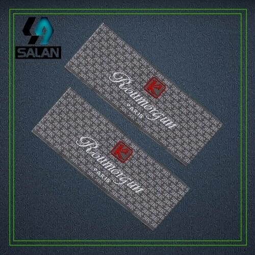 Customized high density clothing labels custom fabric damask woven garment labels sewing embroiderd tags with laser cut edge