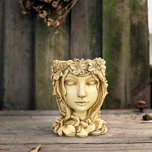 Resin Flower Pot Human Face Vase Succulents Planter Home Decoration Garden Outdoor Accessories Statue Crafts Desk Ornaments