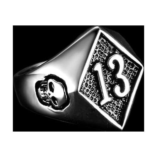 1pc New Design size 7-19 Number 13 Skull Ring 316L Stainless Steel Jewelry Band Party Men Boys Cool Skull Ring