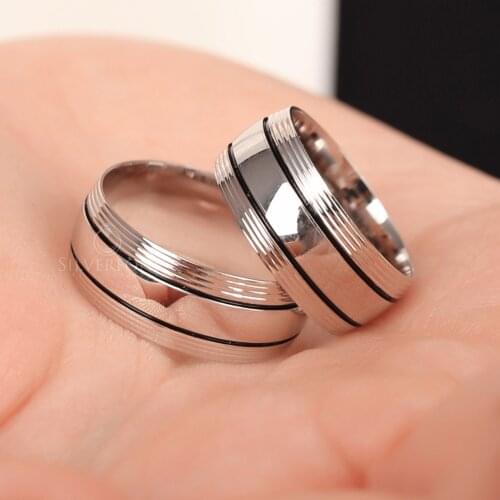 SILVERFONI 925 Sterling Real Silver Wedding Rings Set For Men And Women Jewelry Mirror Sunny Bands Anniversary Gift New Season