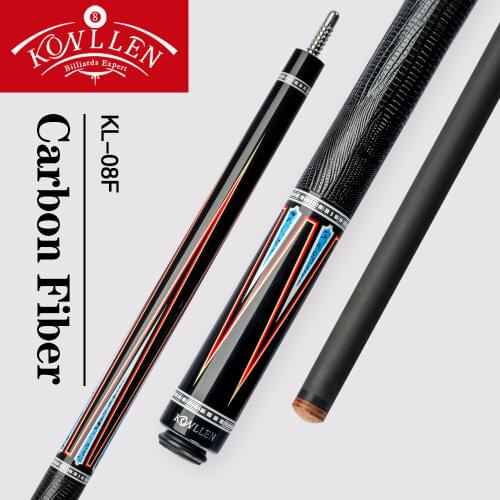 KONLLEN Carbon Pool Cue Stick 12.6mm Carbon Fiber Shaft 3/8*8 Radial Pin Joint Leather Grip Technology Stick Handmade Cue Kits