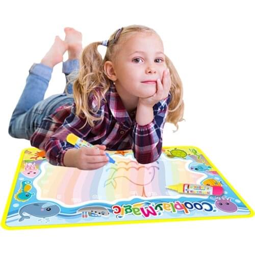 Jenilily 59x36cm multicolor rainbow Water Drawing Mat with 2 pen Water mat rug for painting Xmas gift for kids JN2323-2