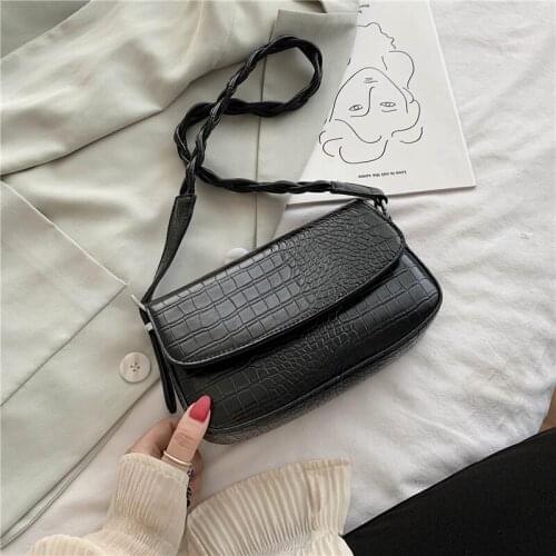 Crocodile PU Leather Crossbody Bags for Women 2020 Fashion Classic Purse Retro Shoulder Handbag Casual Solid Messenger Bags