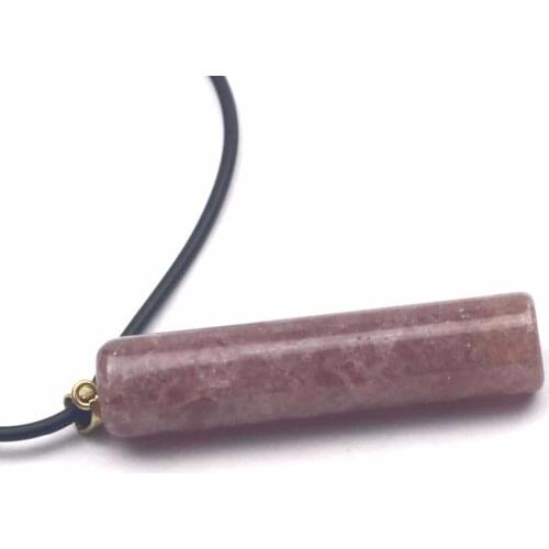 Column shape strawberry quartz stone pendant natural stone pendant DIY jewelry pendant for woman wholesale