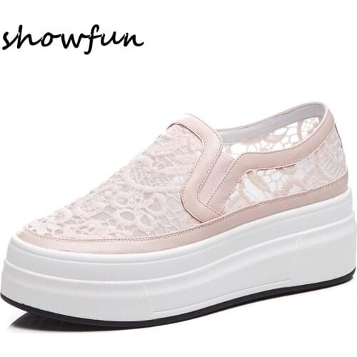 Womens genuine leather bordered lace patchwork platform flats loafers leisure soft comfortable casual sneakers thick sole shoes