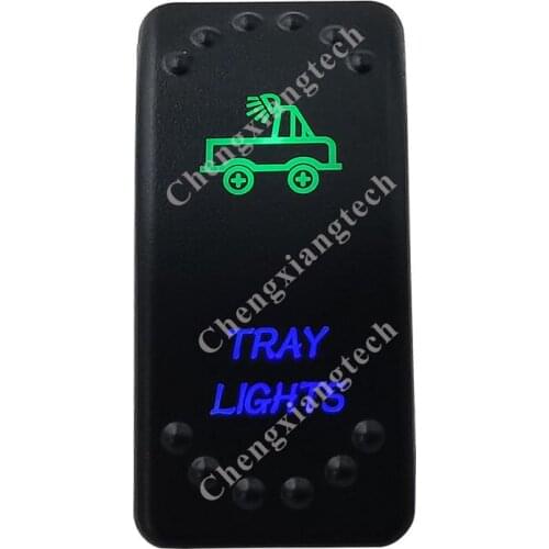 Tray Lights Up Green & Down Blue Led Light Rocker Push Switch 5Pins SPST ON/OFF 12V 24V For Marine Boat Car Waterproof