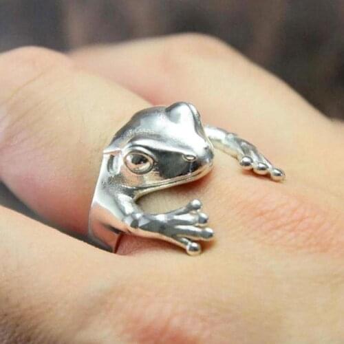 Frog Animal Rings Adjustable Opening Frog Hug Ring Personality Punk Wedding Jewelry Gift For Unisex Classical Frog Animal Rings
