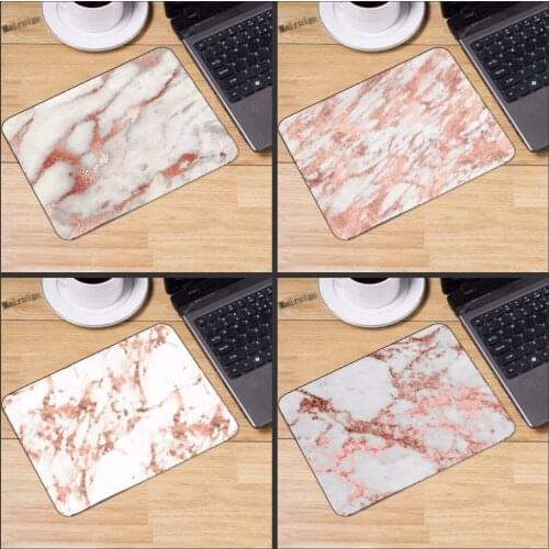 Mairuige Rose Gold White marble Print Design Anti-slip New Custom Rectangle Mouse Pad Computer Game Table Pad 220x180X2mm