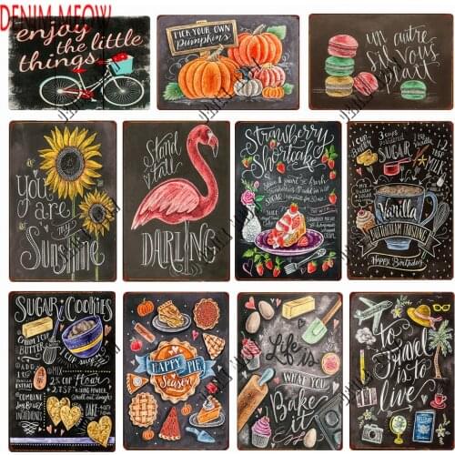 New Fruits Cocktail Menu Vintage Metal Signs Hand-Painting Blackboard Poster Farmers Market Happy Pumpkin Decorative Plates WY70