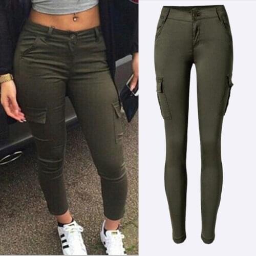 Fashion Army Green Jeans Women Sexy Low Rise Ladies Skinny Jeans Slim Femme Plus Size