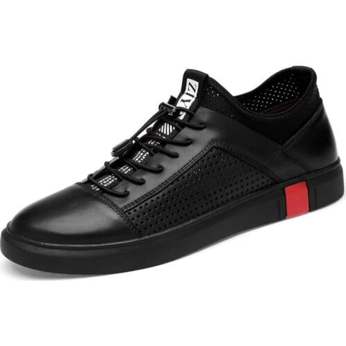 Mens Casual Shoes Genuine Cow Top Layer Leather Walking Sneakers Designer Breathable MoccasinsLace-up Big Size 36-47