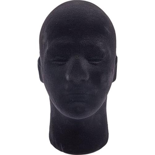 Male Styrofoam Foam Mannequin Manikin Head Model Wigs Glasses Cap Display Stand Black