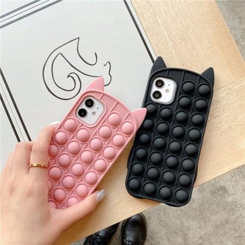 Cartoon cat Bubble case For iphone 12 mini 11 Pro MAX X XS MAX XR 6 7 8 Antistress Sensory Game Soft silicone kid cute Cover