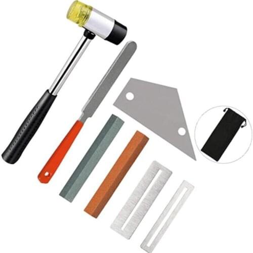 A Set of 7 Pcs Indispensable Guitar Tools Kit Included Fret Rubber Hammer Tool Kit Included Protectors and Grinding R7UB