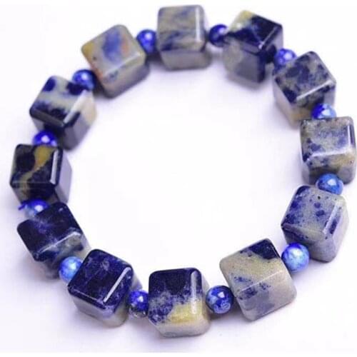 Natural Blue Stone Sodalite cube Bracelet Crystal Quartz Healing Women Men Jewelry Gift