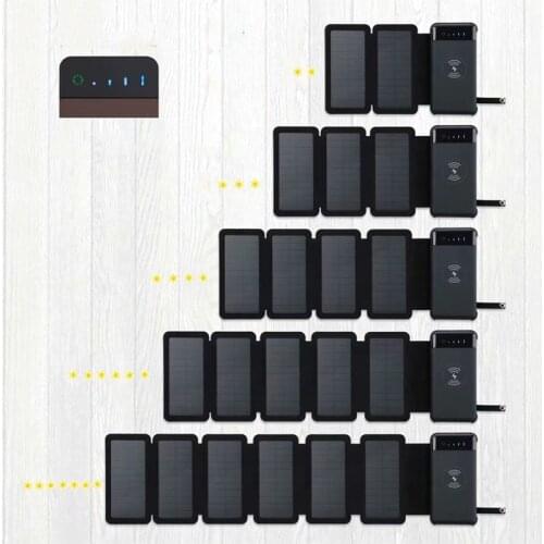 New Wireless Solar Power Bank Solar Charger External Battery Backup Pack For cell phone Tablets For iphone Foldable Powerbank