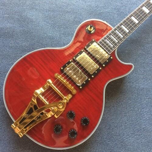 OEM 6-string Red Flame Maple Topelectric guitar, rosewood fingerboard,3-piece pickup with tremolo system,free delivery