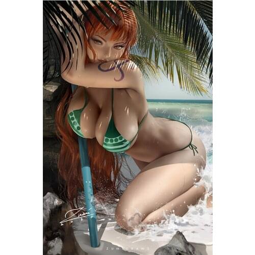 Print Anime One Piece Nami Sexy Girl Art Canvas Poster Custom Painting 16x24 24x36 Inch Living Room Bedroom Home Wall Picture