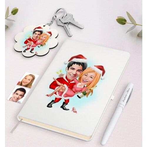 Personalized Dear New Year Caricature Of White Notebook pen And Keychain Gift Seti-2 Reliable Quality Day Gift picture