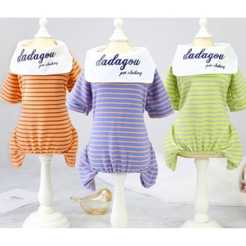 3 Colors Dog Pajamas Jumpsuit Dog Clothes Strips Cat Shirt Pyjamas Overalls For Small Dogs Yorkie Pet Clothing Sleepwear Outfit