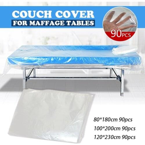 90pcs Bed Sheets Transparent Plastic Disposable Bed Cover Waterproof Massage Spa Salon Table Sheet Bath Sauna Bed Sheets