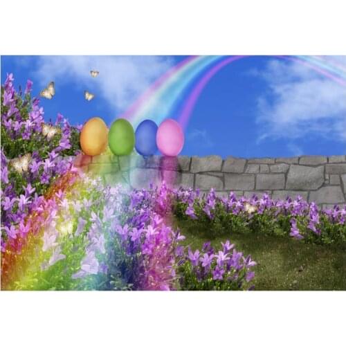 Rainbow flower photo backdrops vinyl baby shower Easter day photography background for photography Studio kits fotografia GE-177