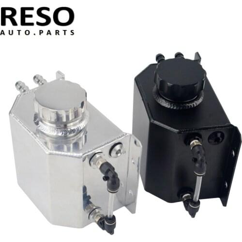RESO - 1L Oil Catch Can Reservoir Tank With Drain Plug Breather Oil Tank Fuel Aluminum Tank Universal