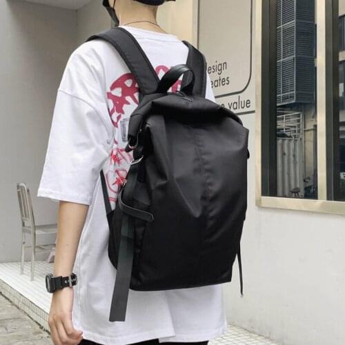 Backpack mens and Japaneses simple retro large-capacity wild high school students' schoolbags fashion trend solid color backpa