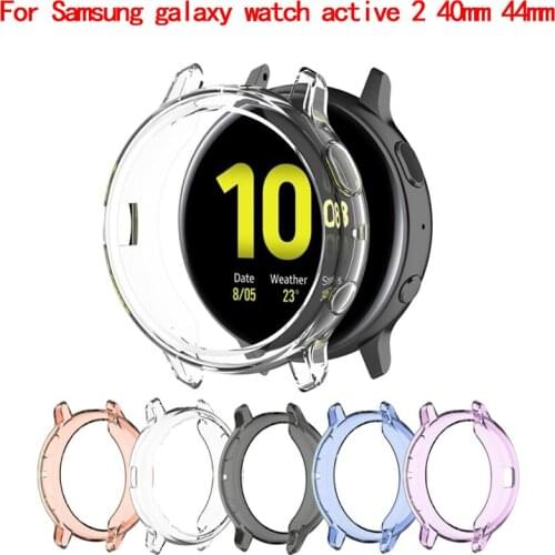 For Samsung galaxy watch active 2 40mm 44mm active2 Protective Cover Silicone Full Screen Glass Protector Watch Case Shell Frame