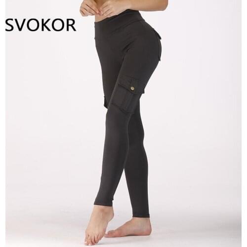 SVOKOR Sport Leggings Pocket Women Fitness High Waist Legging Gym Woman Pants Ladies Workout Leggins