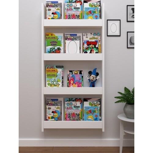 White Bookcase Educational Child Library 4 Shelf Large Size 120*60cm, 3 minutes Easy Assembly, book shelf, book corner, cabinets