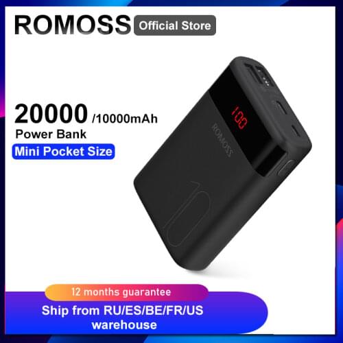 ROMOSS Ares 10 Power Bank 10000mAh Mini Size Charging Poverbank Mobile Phone Portable External Battery Charger for iPhone Xiaomi