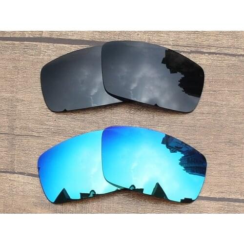 Vonxyz 2 Pairs Stealth Black & Ice Mirror Polycarbonate Replacement Lenses for-Oakley Canteen 2006 Frame