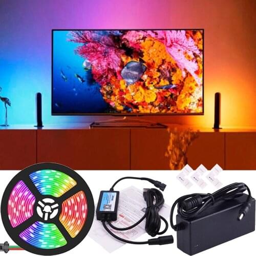 WS2812B DIY Ambient PC Dream Screen Addressable LED Strip Computer Monitor Backlight ,SP616E USB Bluetooth&Music Controller kit