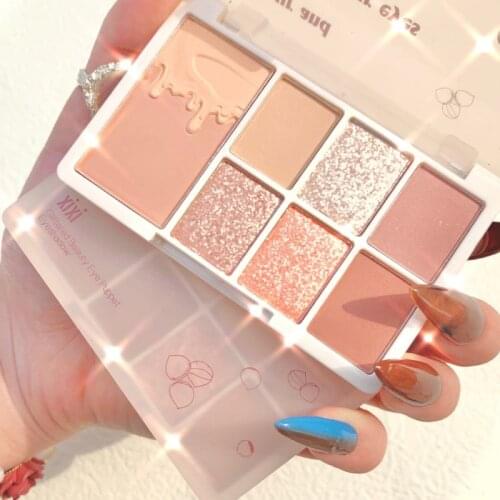 XIXI Chestnut 7 Color Eyeshadow Palette Milk Tea Milk Coffee Earth Color Pearlescent Matte Glitter Eye Shadow Waterproof Makeup