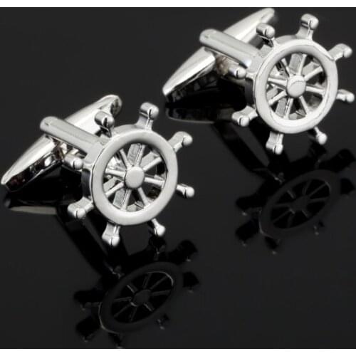 French Silvery rudder Cufflinks Cuff Nails Brand Fashion Novelty High quality Cufflinks Wedding Shirt Cufflinks JEWELRY