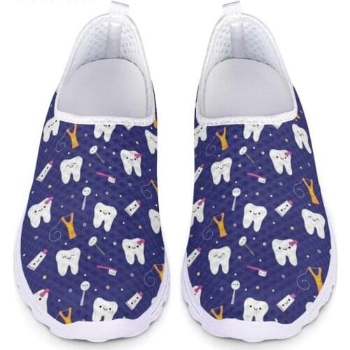 INSTANTARTS Dental Teeth/Dentist Equipment Pattern Flats Summer Womens Casual Sneakers Comfort Mesh Loafers Shoes Female Shoes