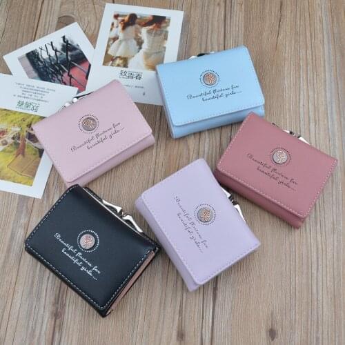 Women Coin Purse Luxury Design Clutch Simple Retro Wallet Women Pu Leather Short Student Small Wallet Fashion Flower Mini Walle
