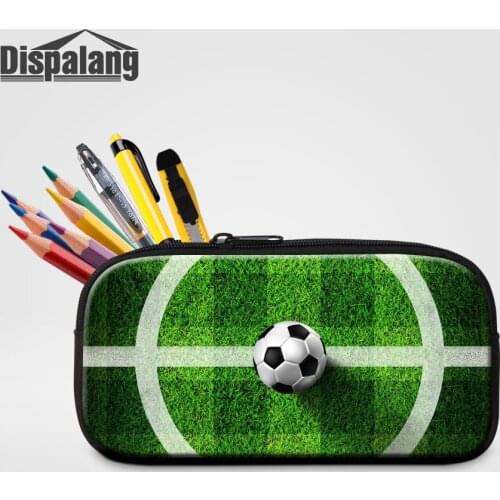 Dispalang Women Fashion Cosmetic Case Makeup Pouch School Pencil Case Boys 3D Printing Soccers Design Pen Bags Storage PencilBox