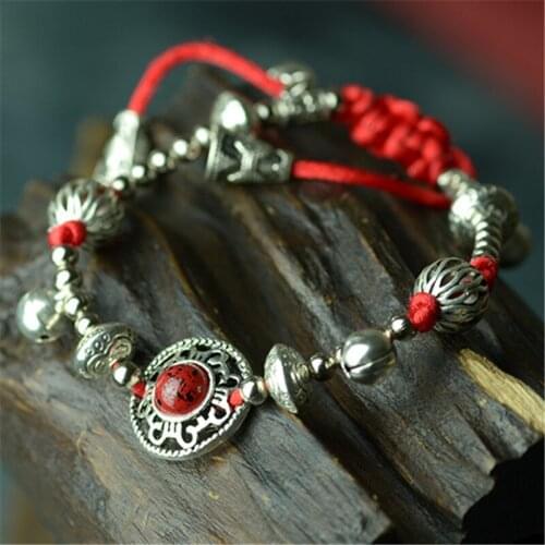 Women anklet new accessories wholesale DIY red string hollow bell retro foot rope jewelry bracelet anklets gift T014