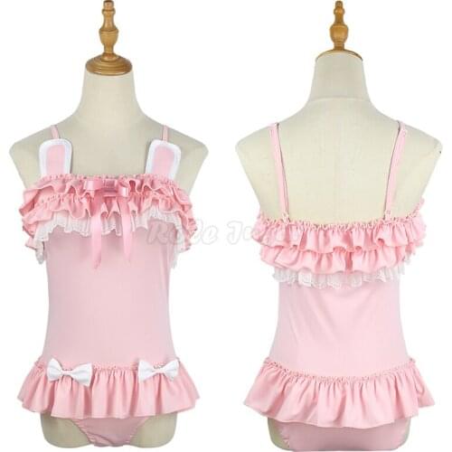Women Sling Siamese Swimsuit Cosplay Costume Halloween Party Sexy Three-dimensional Ears Ruffled Bodysuit C55M253